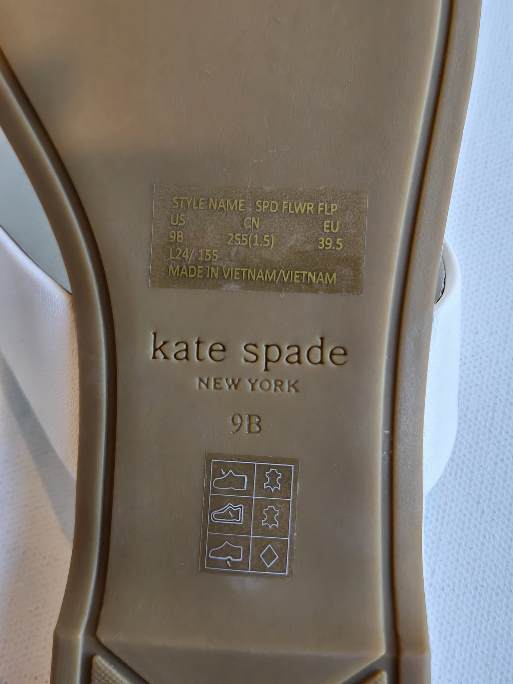 NWT kate spade New York Smooth Leather Floral Flip Flop Sandal in Milk Size 9 - Picture 7 of 8